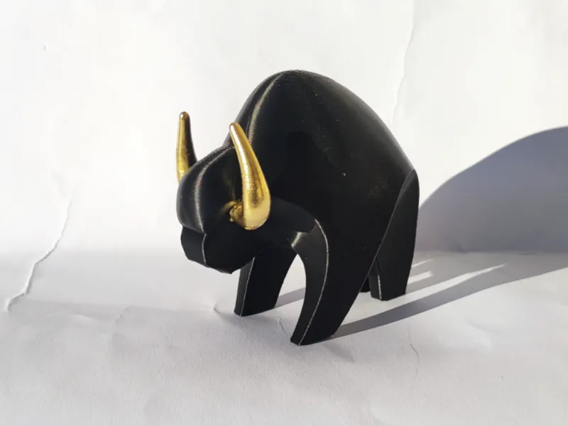 Stylized Bull with Golden Horns