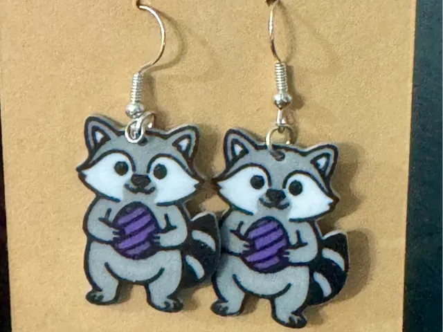 Easter Raccoon earrings