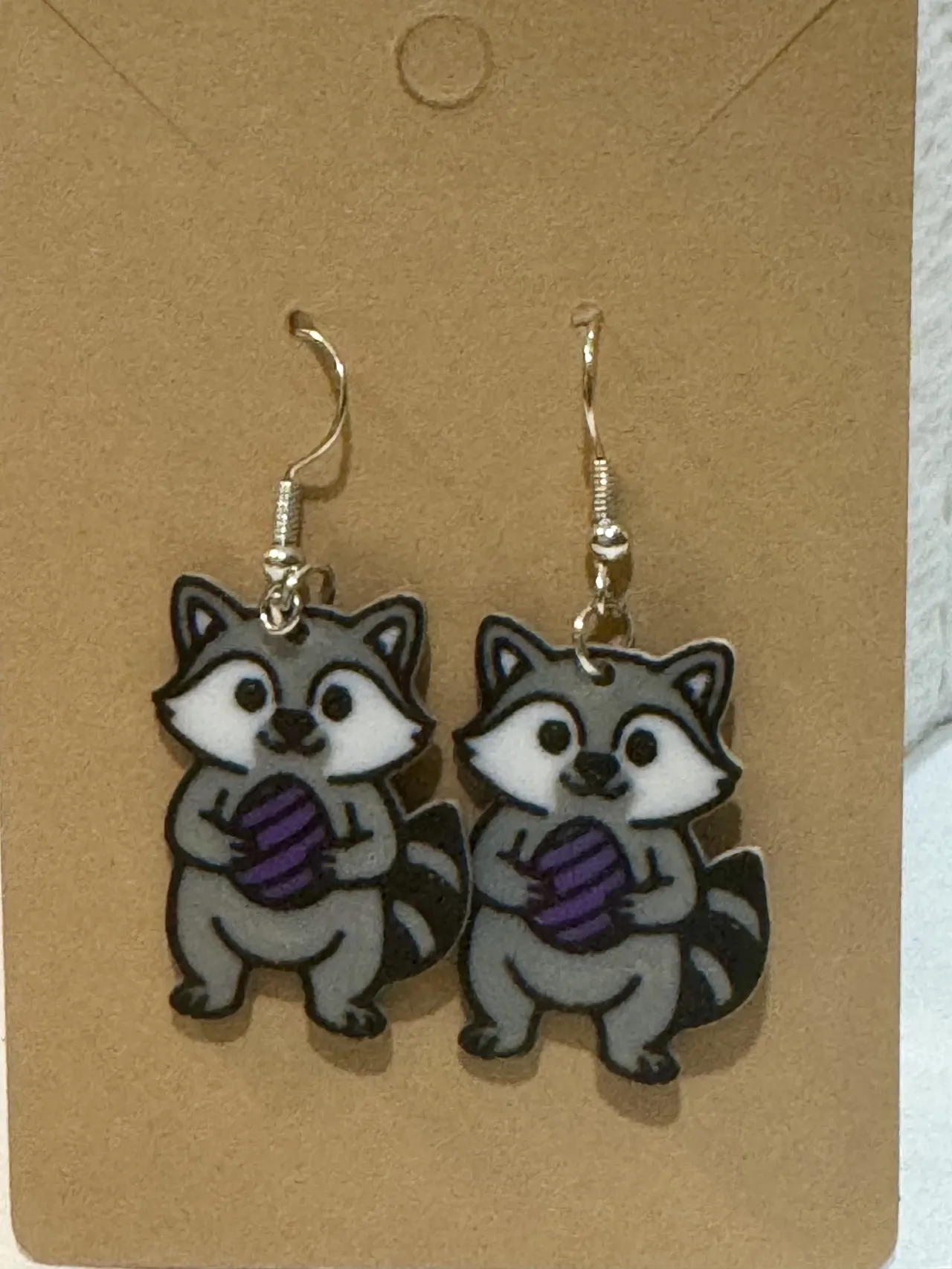 Easter Raccoon earrings view 3