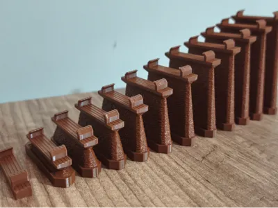 RAIL STILTS PYLON BRIDGE FOOTS HO SCALE 1/87 