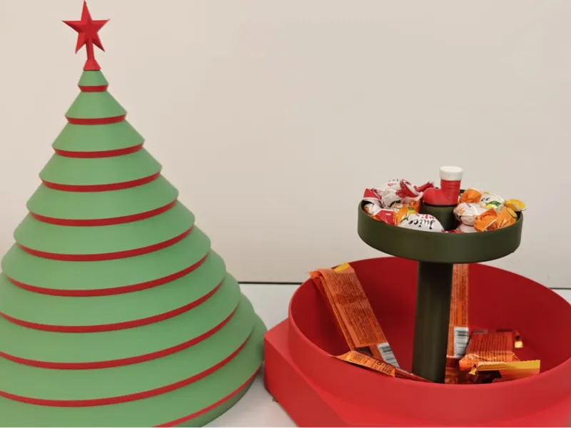 Christmas tree shaped candy box.