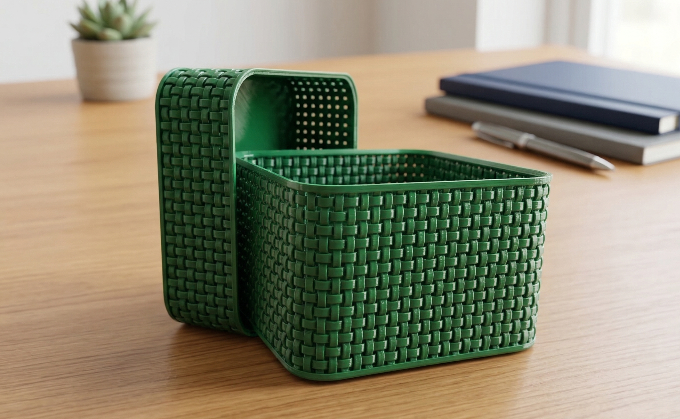 Miniatura 3 do modelo 3D Stackable Rattan Style Organizer Boxes