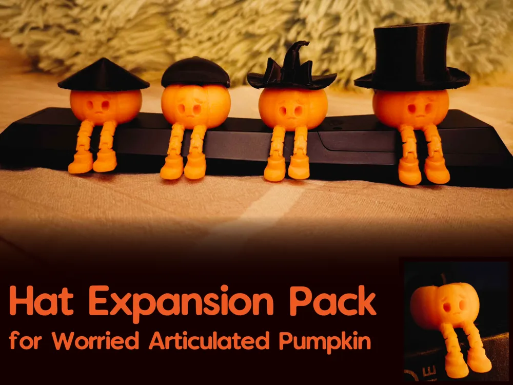 Hat Expansion Pack - Worried Articulated Pumpkin - Free 3D Print Model ...