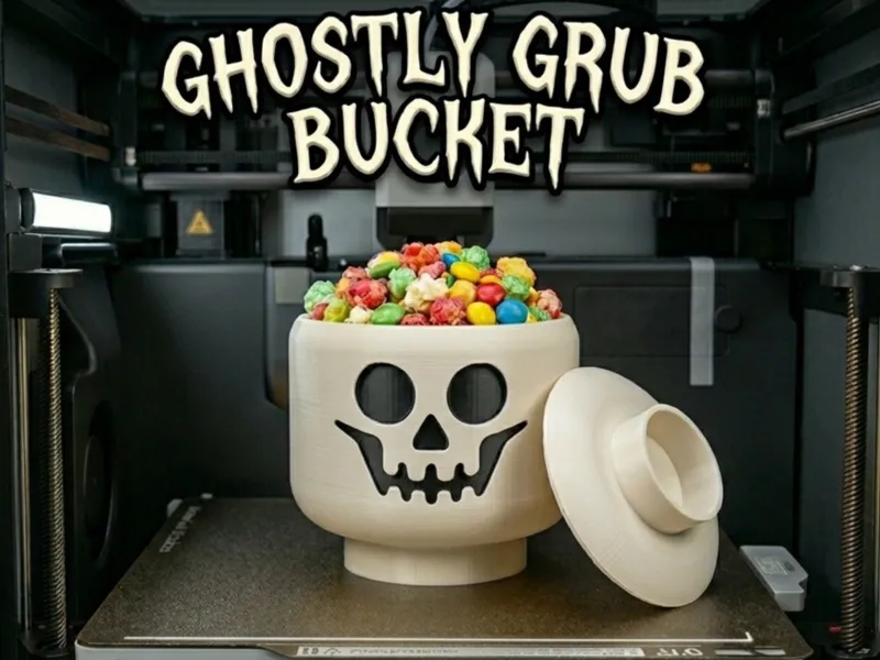 Ghost Grub Skull Bucket With Lid Halloween Movie