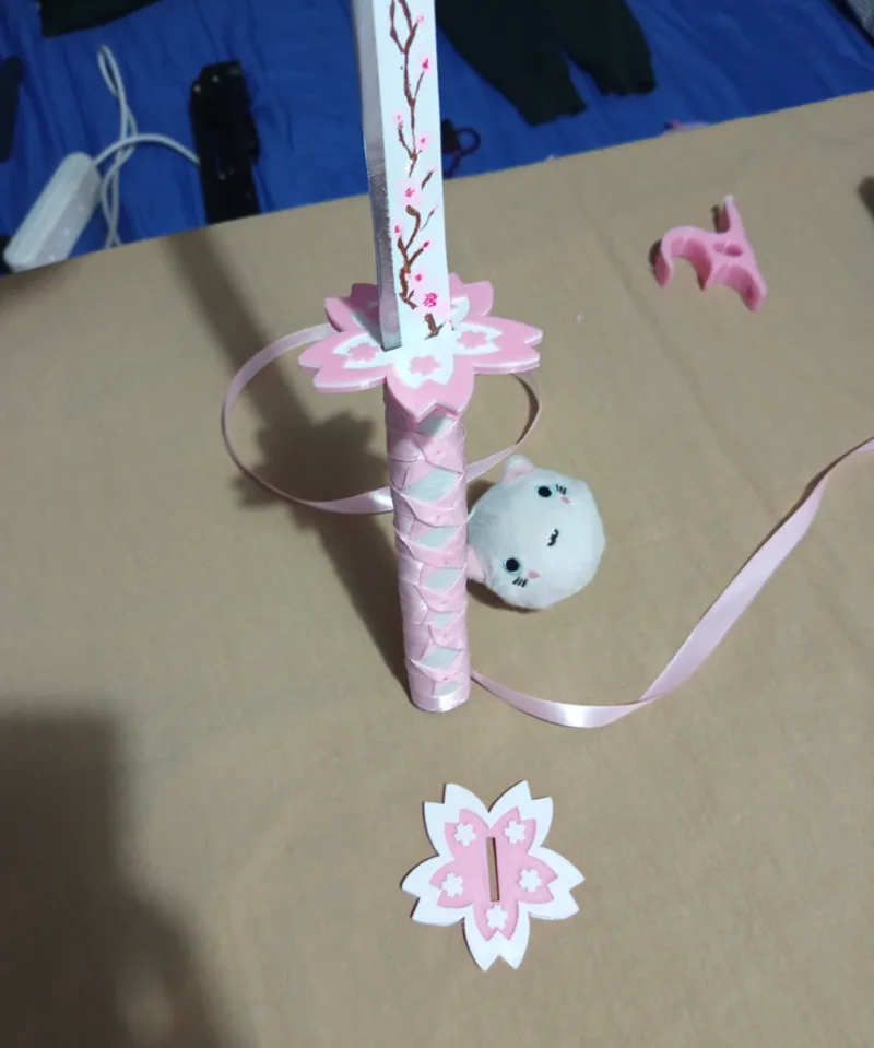 katana handguard cute sakura tsuba