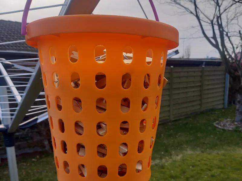 Large Clothespin Basket with Hook