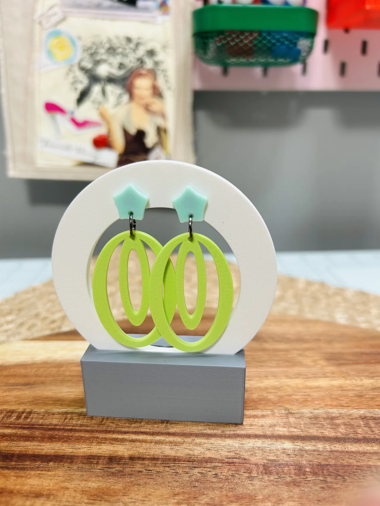 Elongated Retro Oval Earrings view 2
