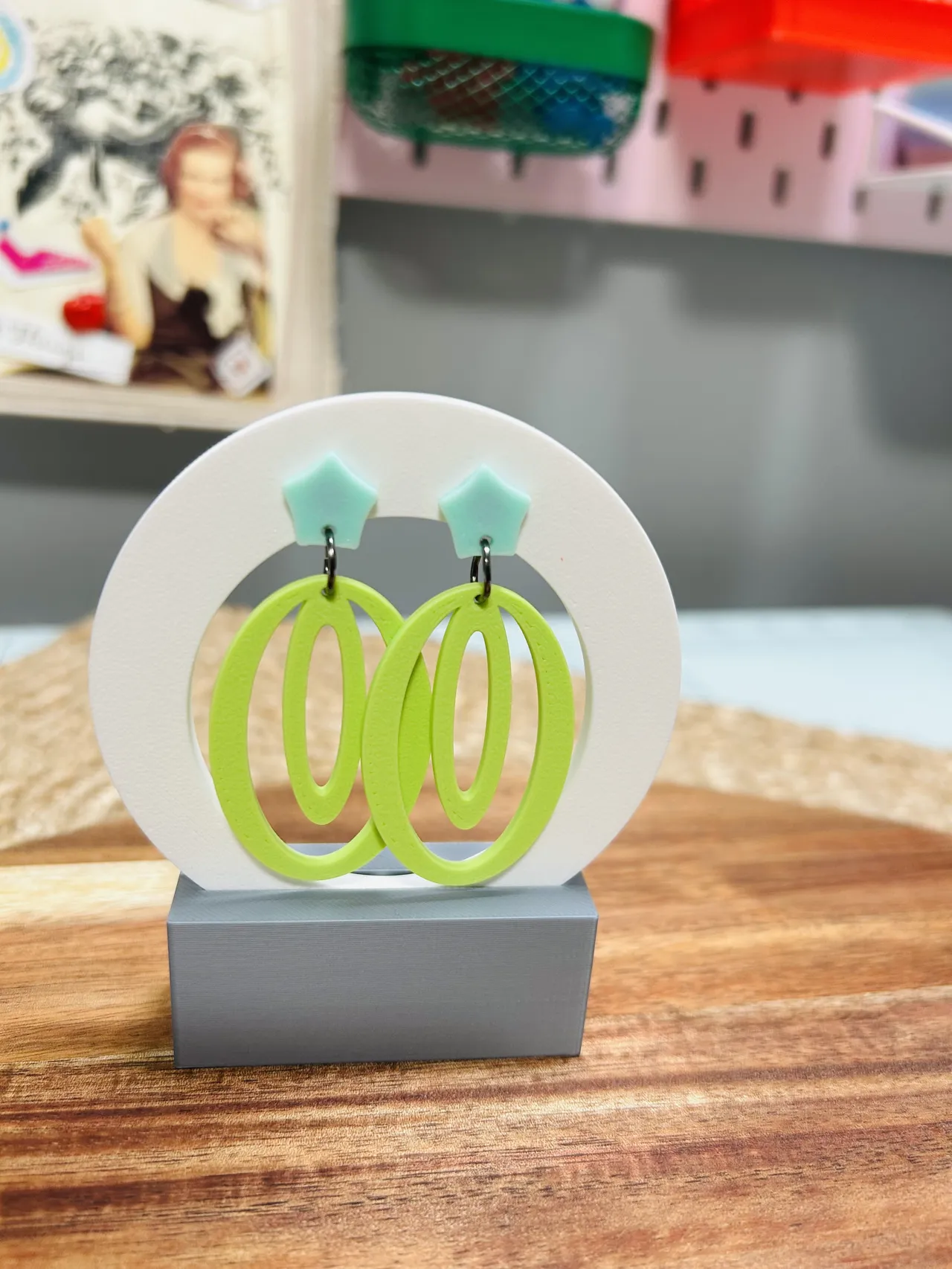 Elongated Retro Oval Earrings view 3