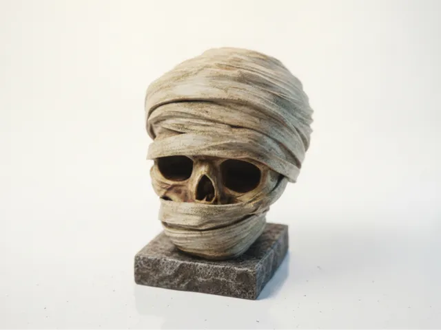 Mummy Skull Wrapped Halloween Sculpture