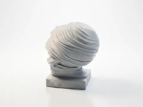 Mummy Skull Wrapped Halloween Sculpture view 2