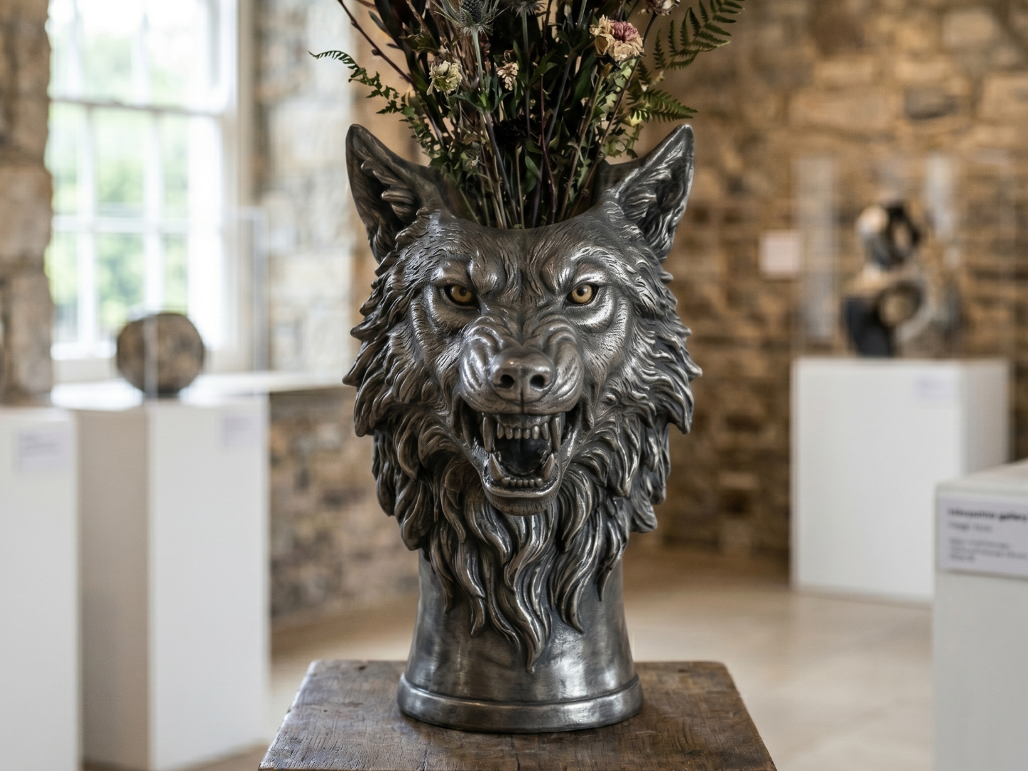 Fierce Wolf Head Bust