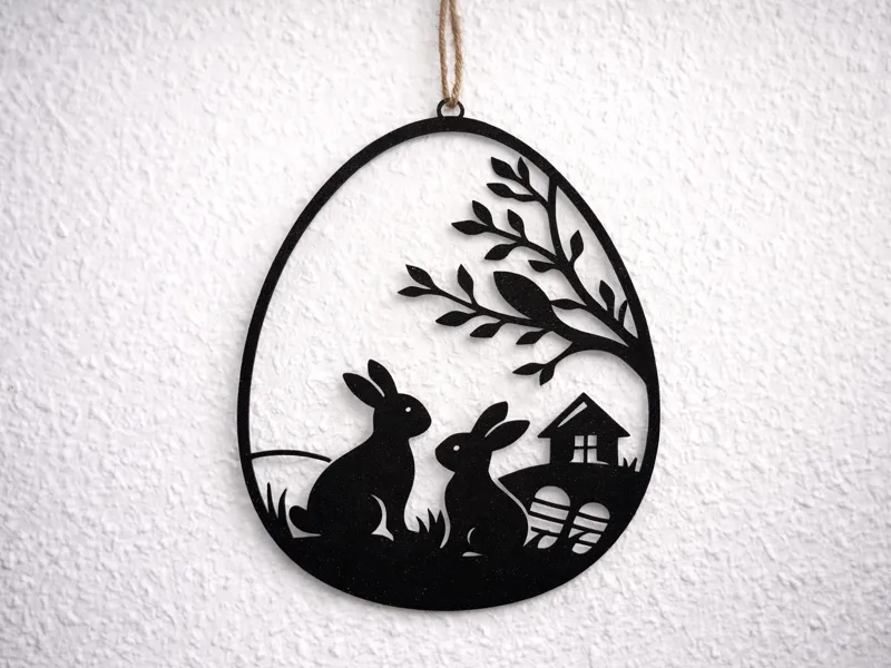 Oster Wanddeko mit Hasen-Szene - Kaninchen