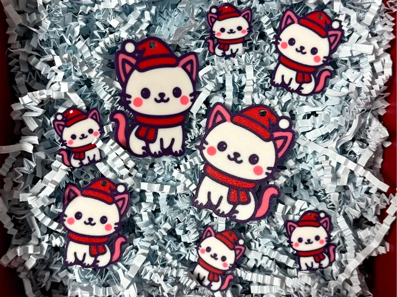 Christmas Cat ornament keychain