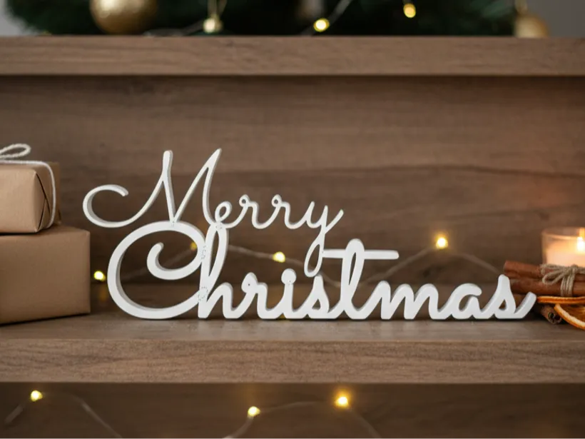 Modern “Merry Christmas” Decor Stand by 3D engineering & decoration MakerWorld: Download Free 3D Models - 3D model önizlemesi