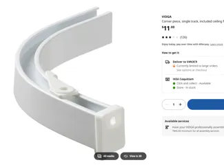 IKEA VIDGA Curtain Rail - Elbows and mounts