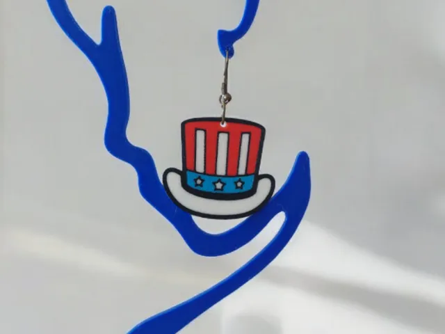 Uncle Sam Hat Multicolor USA Earrings