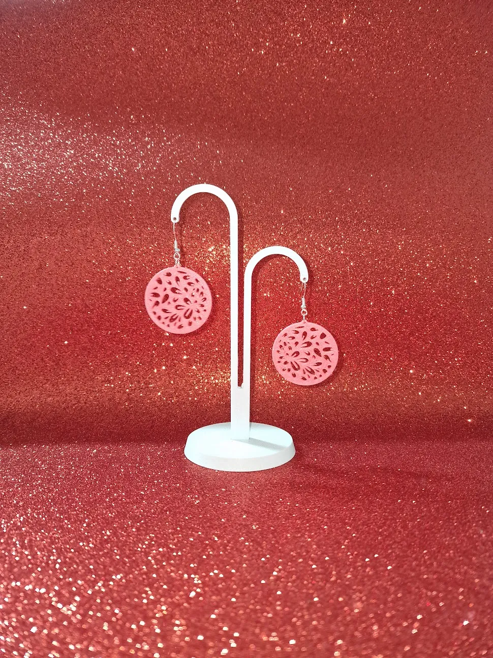 Flowers in a round earrings view 3
