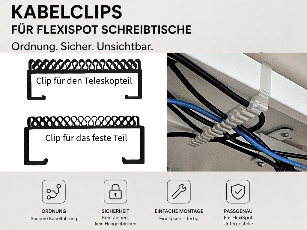 Flexispot Kabel Clip | Kabelführung | 2 Größen