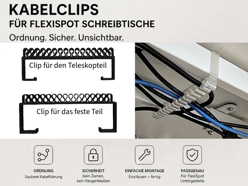 Flexispot Kabel Clip | Kabelführung | 2 Größen
