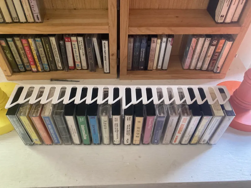 Stackable minimal cassette tape rack, wall-mount