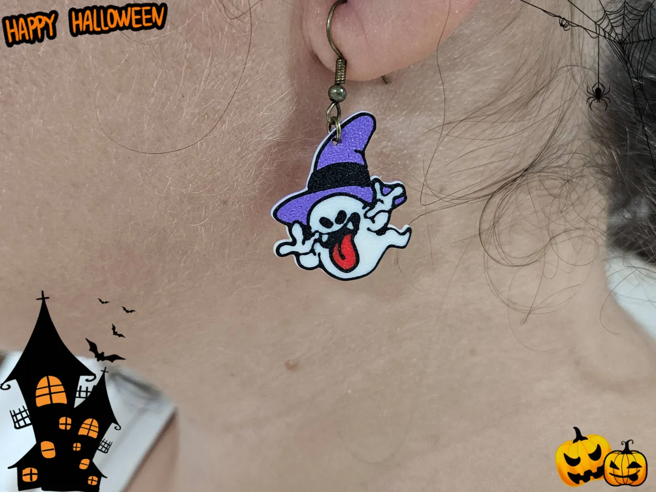 Ghost Halloween Earrings view 3