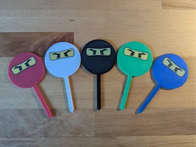 Ninjago simple rounded muffin / cake topper 