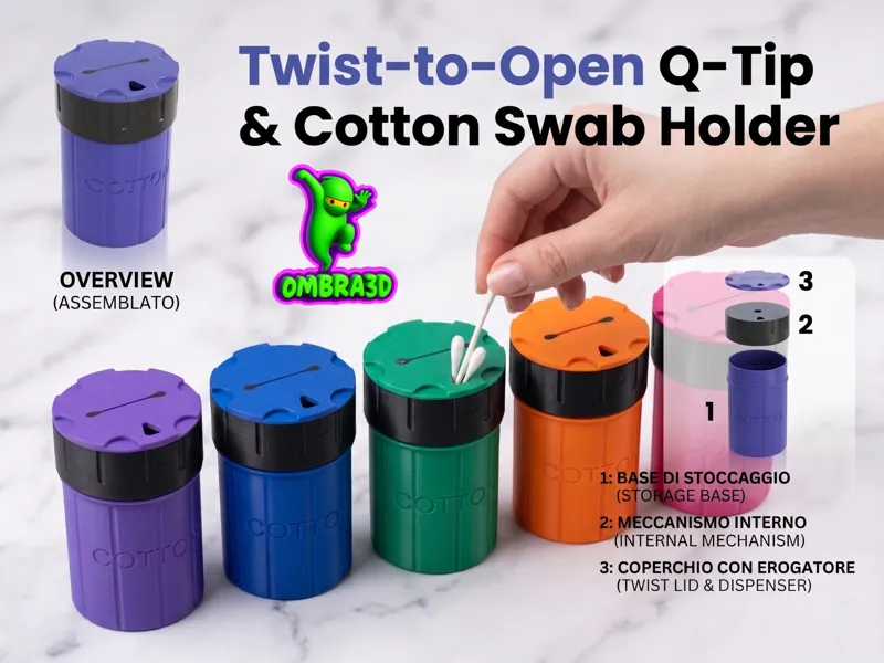 Twist-to-Open Q-Tip & Cotton Swab Holder