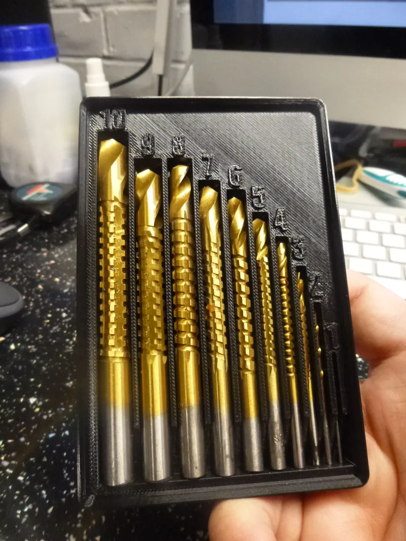 Gridfinity 1-10mm Drill Bit Holder 5x2x2 Stackable