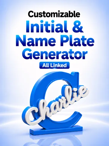 Letrero o emblema decorativo: Customizable Initial and Name Desk Sign Generator — vista de referencia 2