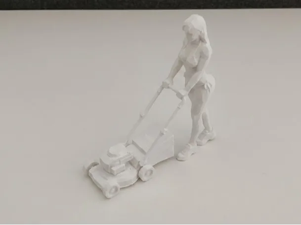 Girl Mowing the Lawn