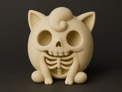 Jigglypuff Skull 3D – Creepy Cute Pokémon Fan Art