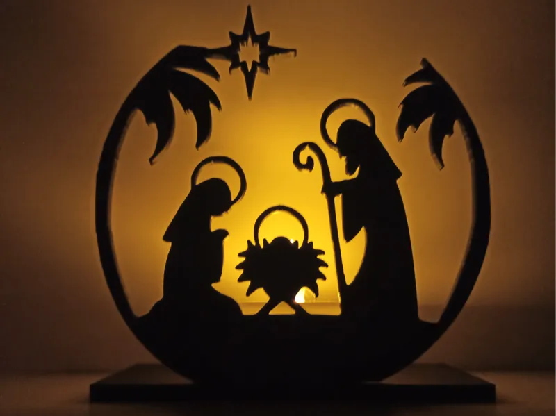 DECORAZIONE PORTACANDELE NATALIZIO PRESEPE
