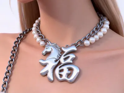 Pink Horse Brings Good Fortune (can be used as a charm or necklace pendant)