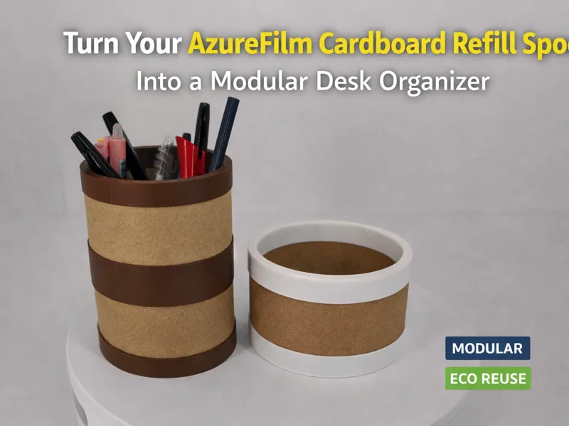 AzureFilm Refill Spool Into Modular Desk Organizer