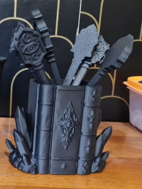 Goth Book Crystal Brush organizer Pen Holder - 1