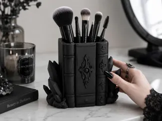 Goth Book Crystal Brush organizer Pen Holder