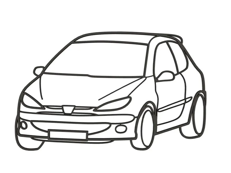 Silueta peugot 206 RC vista frontal