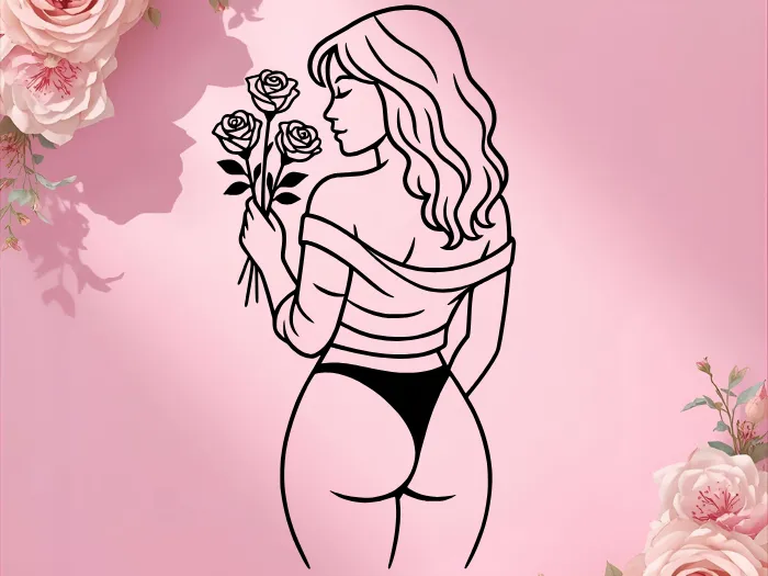 Woman With Roses Wall Art