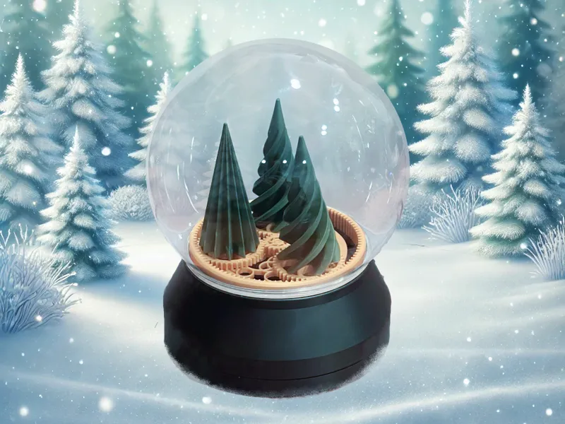 Twirling Winter Forest Snow Globe