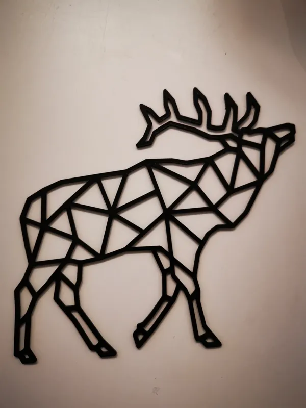 Déco murale élan style line art low poly origami