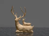 Cerfs couchés low poly de Noël (parent et bébé) — photo 2