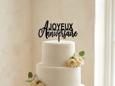Happy Birthday cake topper TOP + SIDE