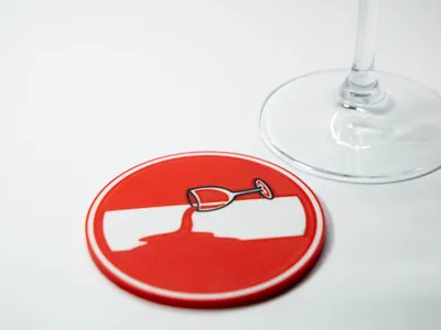 Street Art Spilled Wine|Traffic Sign Drink Coaster