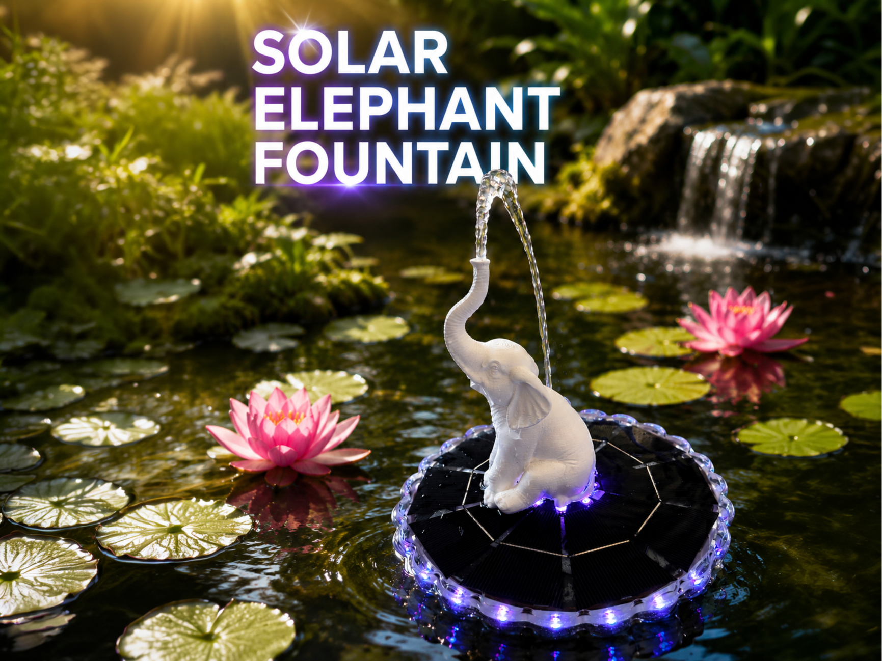 Solar Elefanten Fontäne für Gartenteich