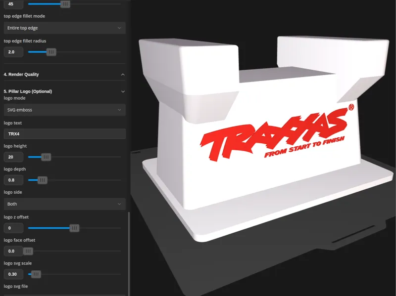 Fully Custom RC Car Stand W/ Logo Generator