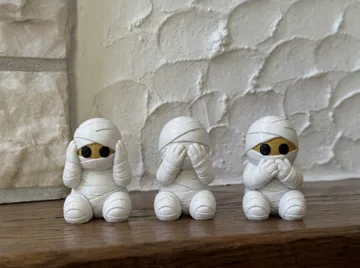 Modelo para impresión 3D: Hear, See & Speak No Evil Mummies — vista de referencia 3