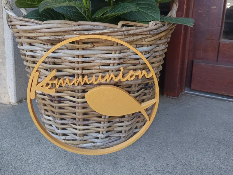 Kommuniondeko Kreis mit Fisch