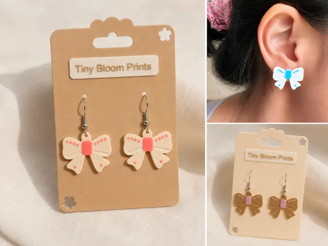 Cute Bow Earrings - Stud & Dangle Set