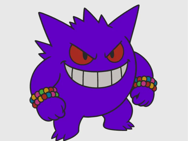Gengar wearing kandi beads perler