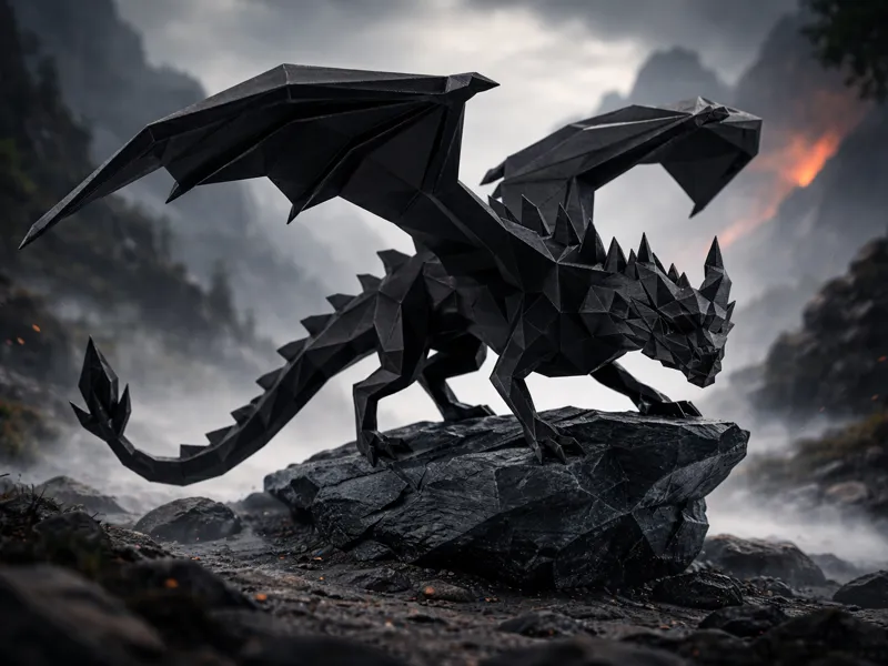 Geometric Dragon – Low Poly Fantasy Sculpture